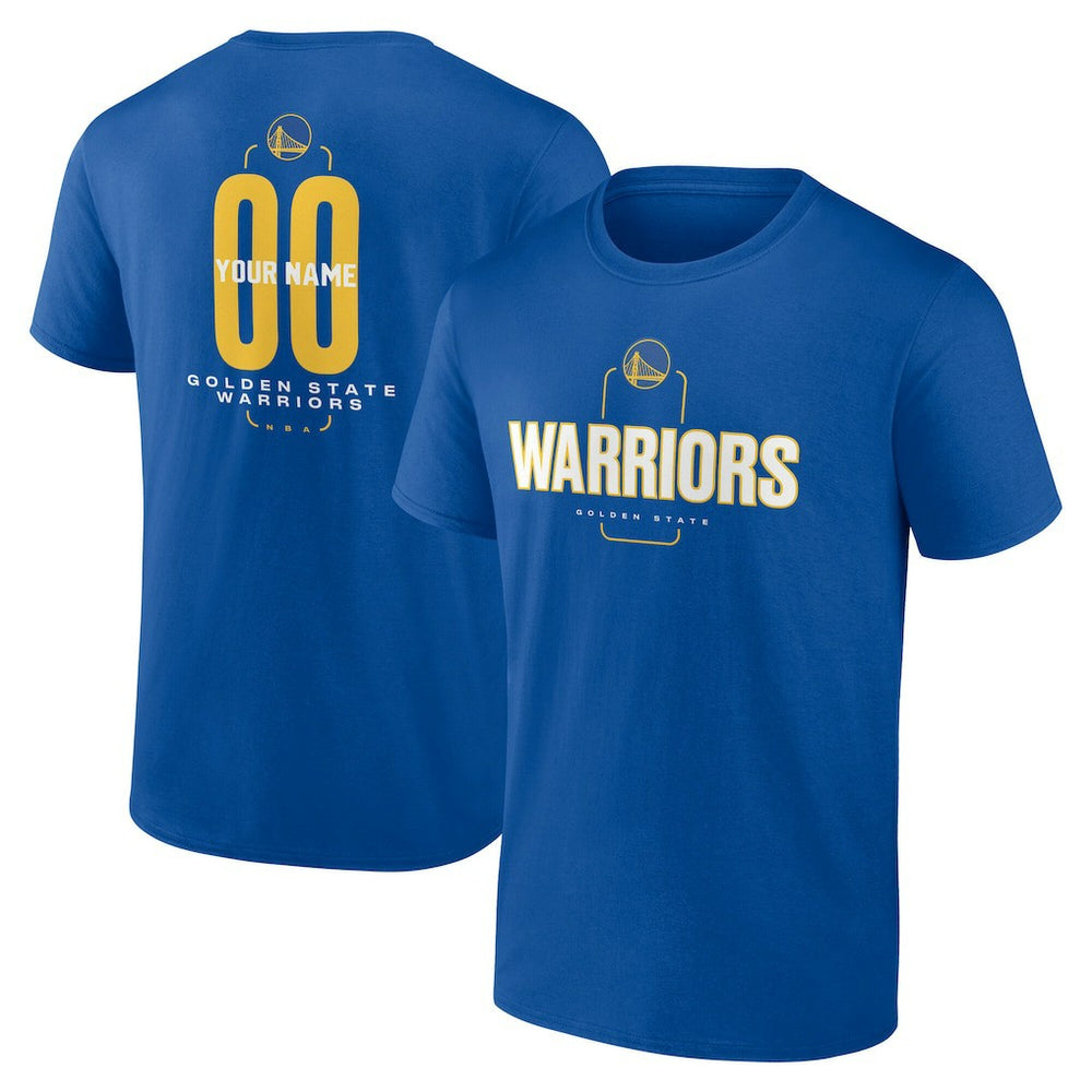 Golden State Warriors Center Court Name & Number Custom T-Shirt Royal - NBA