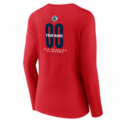 LA Clippers Women's Center Court Name & Number Custom Long Sleeve V-Neck T-Shirt Red - NBA
