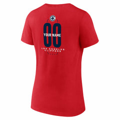 LA Clippers Women's Center Court Name & Number Custom V-Neck T-Shirt Red - NBA
