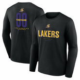 Los Angeles Lakers Center Court Name & Number Custom Long Sleeve T-Shirt Black - NBA