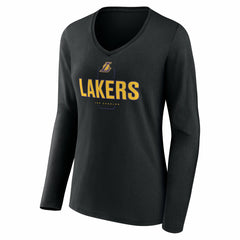 Los Angeles Lakers Women's Center Court Name & Number Custom Long Sleeve V-Neck T-Shirt Black - NBA