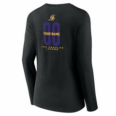 Los Angeles Lakers Women's Center Court Name & Number Custom Long Sleeve V-Neck T-Shirt Black - NBA