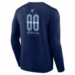 Memphis Grizzlies Center Court Name & Number Custom Long Sleeve T-Shirt Navy - NBA