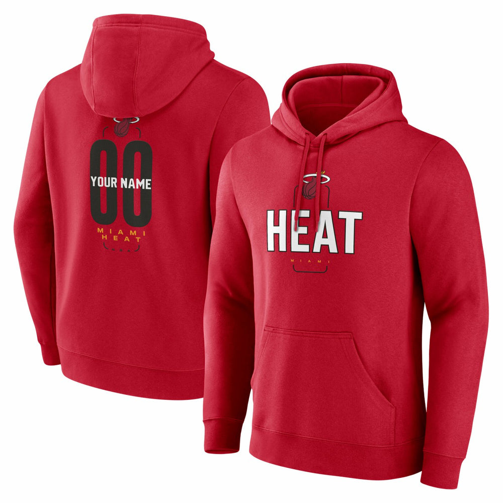 Miami Heat Center Court Name & Number Custom Hoodie Red - NBA