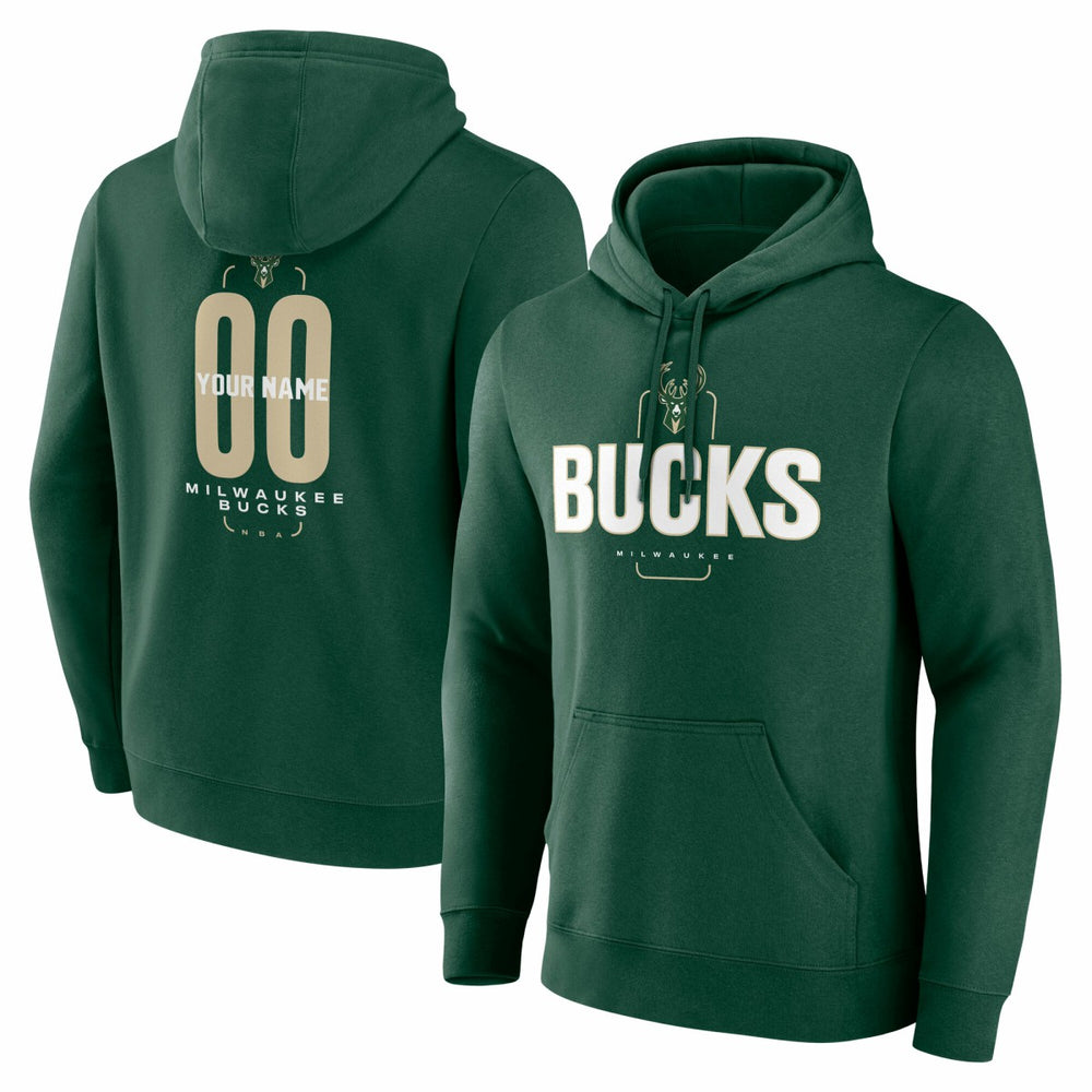 Milwaukee Bucks Center Court Name & Number Custom Hoodie Hunter Green - NBA