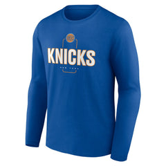New York Knicks Center Court Name & Number Custom Long Sleeve T-Shirt Blue - NBA