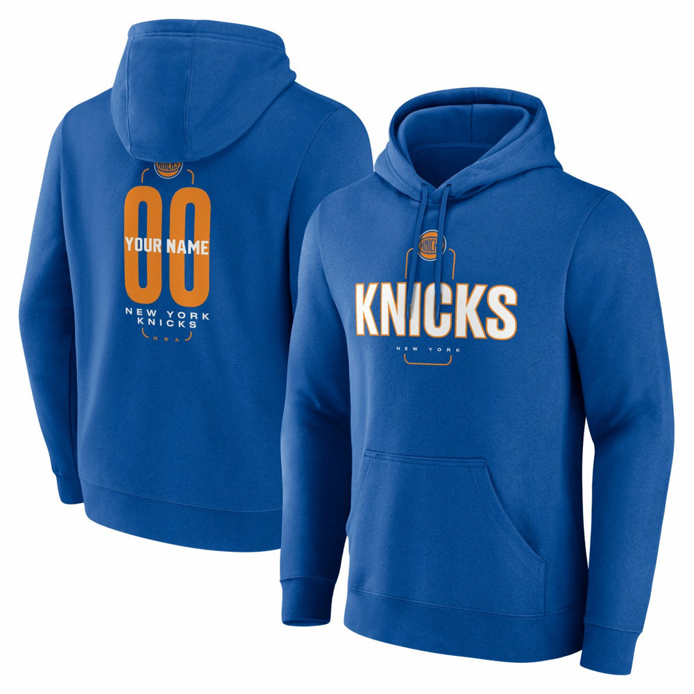 New York Knicks Center Court Name & Number Custom Hoodie Blue - NBA