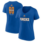New York Knicks Women's Center Court Name & Number Custom V-Neck T-Shirt Blue - NBA