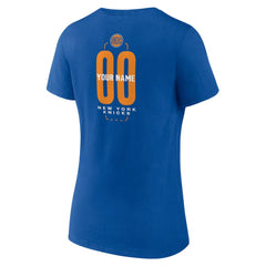 New York Knicks Women's Center Court Name & Number Custom V-Neck T-Shirt Blue - NBA