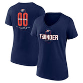 Oklahoma City Thunder Women's Center Court Name & Number Custom V-Neck T-Shirt Navy - NBA