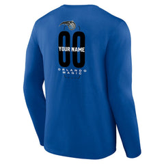 Orlando Magic Center Court Name & Number Custom Long Sleeve T-Shirt Blue - NBA