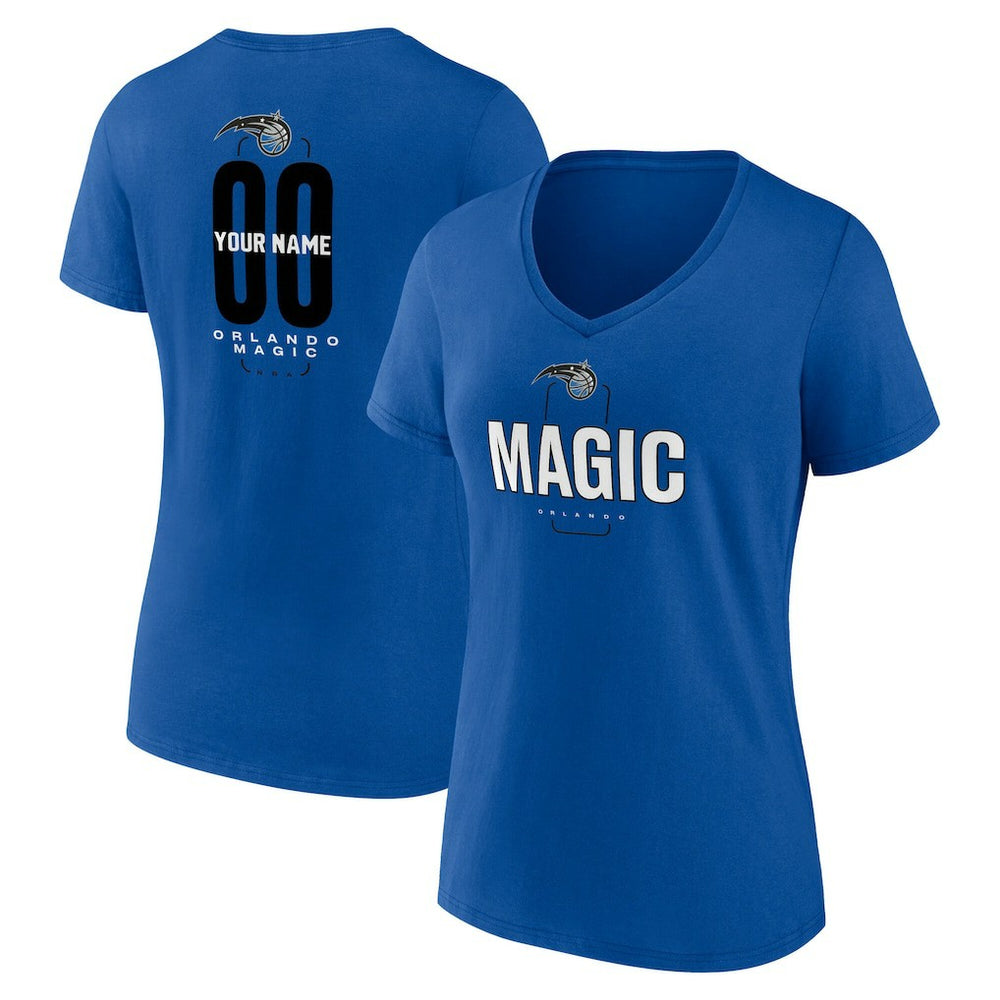 Orlando Magic Women's Center Court Name & Number Custom V-Neck T-Shirt Blue - NBA