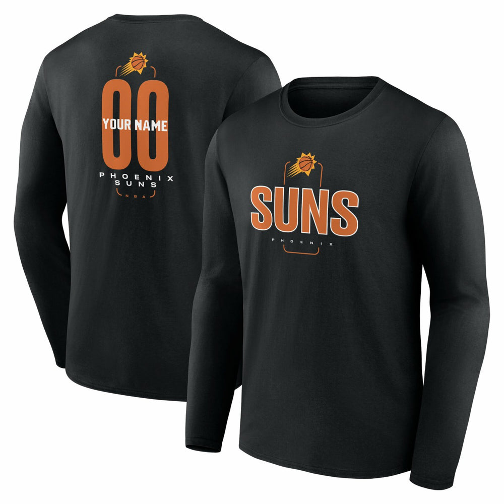 Phoenix Suns Center Court Name & Number Custom Long Sleeve T-Shirt Black - NBA