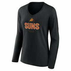 Phoenix Suns Women's Center Court Name & Number Custom Long Sleeve V-Neck T-Shirt Black - NBA