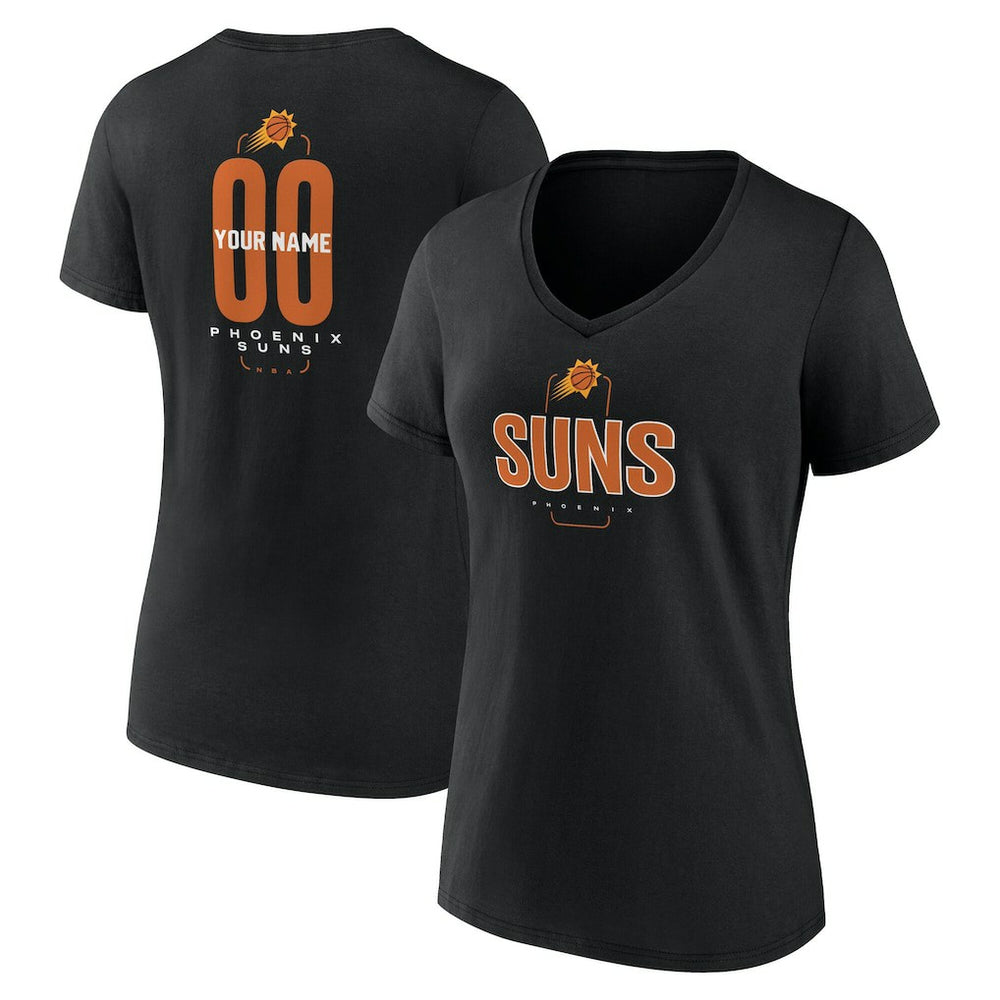 Phoenix Suns Women's Center Court Name & Number Custom V-Neck T-Shirt Black - NBA