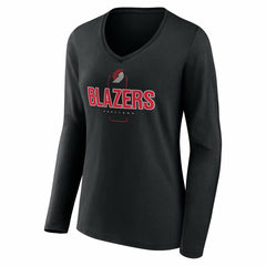 Portland Trail Blazers Women's Center Court Name & Number Custom Long Sleeve V-Neck T-Shirt Black - NBA