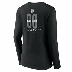 Sacramento Kings Women's Center Court Name & Number Custom Long Sleeve V-Neck T-Shirt Black - NBA