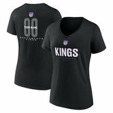 Sacramento Kings Women's Center Court Name & Number Custom V-Neck T-Shirt Black - NBA
