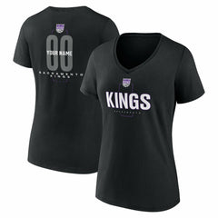 Sacramento Kings Women's Center Court Name & Number Custom V-Neck T-Shirt Black - NBA