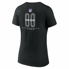 Sacramento Kings Women's Center Court Name & Number Custom V-Neck T-Shirt Black - NBA