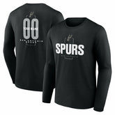 San Antonio Spurs Center Court Name & Number Custom Long Sleeve T-Shirt Black - NBA