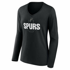 San Antonio Spurs Women's Center Court Name & Number Custom Long Sleeve V-Neck T-Shirt Black - NBA