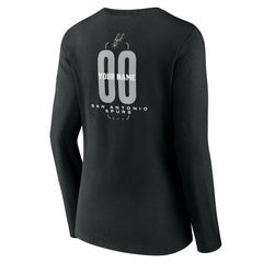 San Antonio Spurs Women's Center Court Name & Number Custom Long Sleeve V-Neck T-Shirt Black - NBA