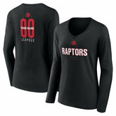 Toronto Raptors Women's Center Court Name & Number Custom Long Sleeve V-Neck T-Shirt Black - NBA