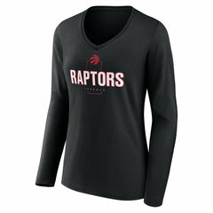 Toronto Raptors Women's Center Court Name & Number Custom Long Sleeve V-Neck T-Shirt Black - NBA