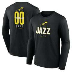 Utah Jazz Center Court Name & Number Custom Long Sleeve T-Shirt Black - NBA