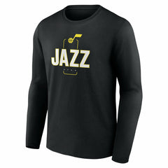 Utah Jazz Center Court Name & Number Custom Long Sleeve T-Shirt Black - NBA
