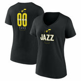 Utah Jazz Women's Center Court Name & Number Custom V-Neck T-Shirt Black - NBA