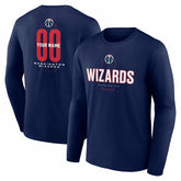 Washington Wizards Center Court Name & Number Custom Long Sleeve T-Shirt Navy - NBA