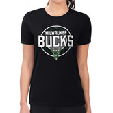 Milwaukee Bucks G-III 4Her by Carl Banks Women's Super-Slim Lightweight Pinstripe Circle Graphic T-Shirt Black - NBA