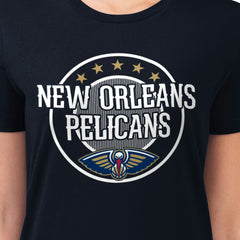 New Orleans Pelicans G-III 4Her by Carl Banks Women's Super-Slim Lightweight Pinstripe Circle Graphic T-Shirt Navy - NBA