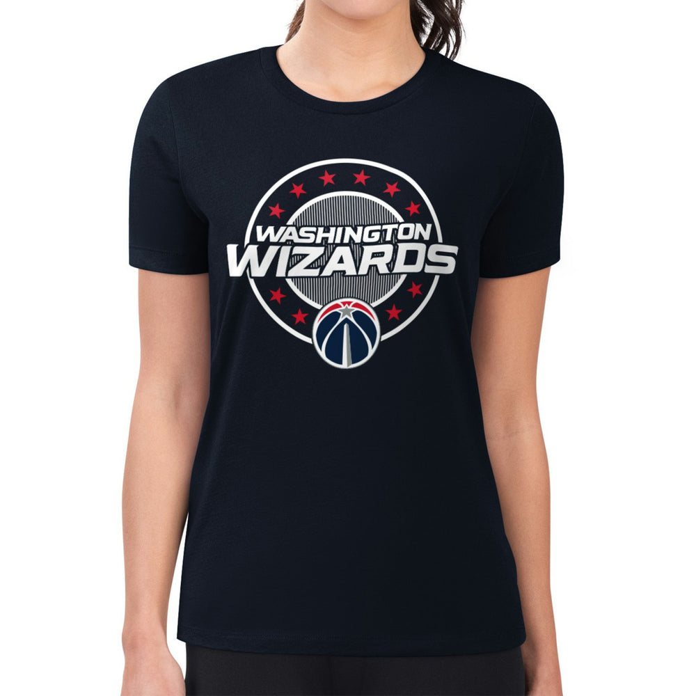 Washington Wizards G-III 4Her by Carl Banks Women's Super-Slim Lightweight Pinstripe Circle Graphic T-Shirt Navy - NBA
