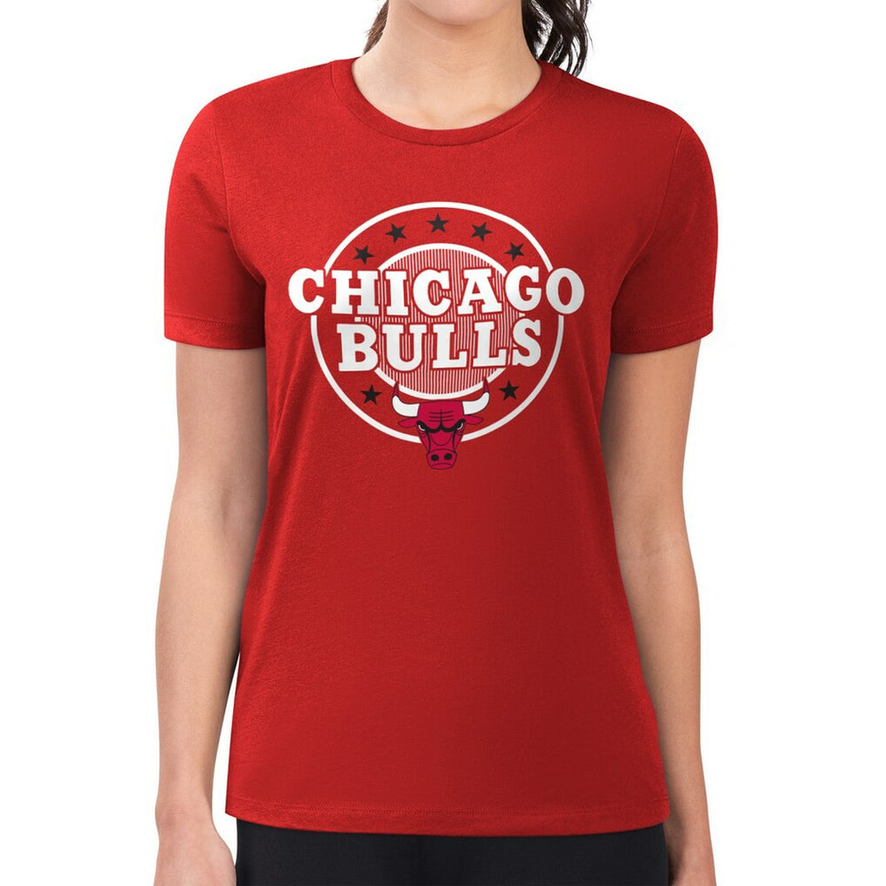 Chicago Bulls G-III 4Her by Carl Banks Women's Super-Slim Lightweight Pinstripe Circle Graphic T-Shirt Red - NBA