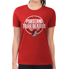 Portland Trail Blazers G-III 4Her by Carl Banks Women's Super-Slim Lightweight Pinstripe Circle Graphic T-Shirt Red - NBA