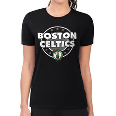 Boston Celtics G-III 4Her by Carl Banks Women's Super-Slim Lightweight Pinstripe Circle Graphic T-Shirt Black - NBA