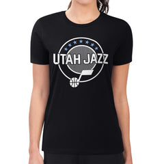 Utah Jazz G-III 4Her by Carl Banks Women's Super-Slim Lightweight Pinstripe Circle Graphic T-Shirt Black - NBA