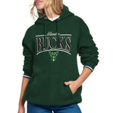 Milwaukee Bucks Starter Women's Arch Stripe Fleece Hoodie Hunter Green - NBA