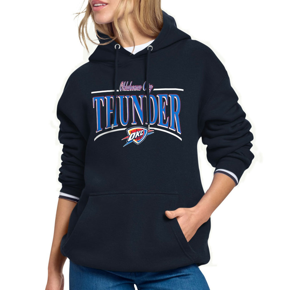 Oklahoma City Thunder Starter Women's Arch Stripe Fleece Hoodie Navy - NBA
