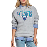 Charlotte Hornets Starter Women's Arch Stripe Fleece Crewneck Sweatshirt Gray - NBA