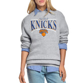 New York Knicks Starter Women's Arch Stripe Fleece Crewneck Sweatshirt Gray - NBA