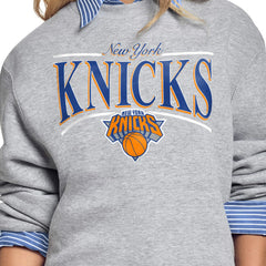 New York Knicks Starter Women's Arch Stripe Fleece Crewneck Sweatshirt Gray - NBA