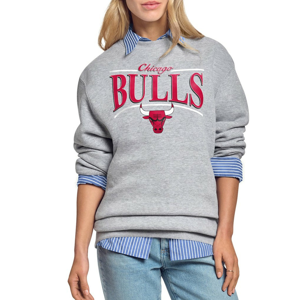 Chicago Bulls Starter Women's Arch Stripe Fleece Crewneck Sweatshirt Gray - NBA