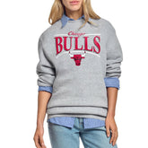 Chicago Bulls Starter Women's Arch Stripe Fleece Crewneck Sweatshirt Gray - NBA