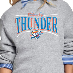Oklahoma City Thunder Starter Women's Arch Stripe Fleece Crewneck Sweatshirt Gray - NBA
