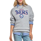 Philadelphia 76ers Starter Women's Arch Stripe Fleece Crewneck Sweatshirt Gray - NBA