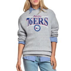 Philadelphia 76ers Starter Women's Arch Stripe Fleece Crewneck Sweatshirt Gray - NBA